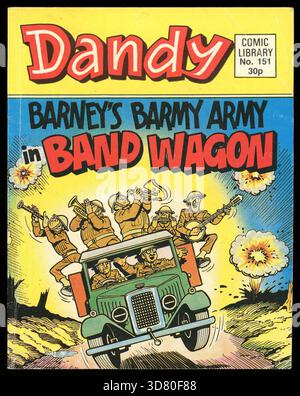 Vintage-Kopie, Vorderseite, der Dandy Comic Library (monatlich) Serie Nr. 151. Barney's Barmy Army in Band Wagon, veröffentlicht 1989. GROSSBRITANNIEN Stockfoto