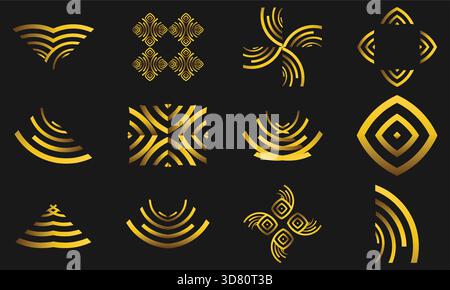 Abstrakte Goldkollektion mit geometrischen Formen und Ornamenten Stock Vektor