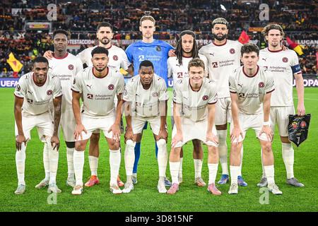Rom, Italie. November 2025. Team des FC Midtjylland während der UEFA Europa League, League-Phase, MD5, Fußballspiel zwischen AS Roma und FC Midtjylland am 27. November 2025 im Stadio Olimpico in Rom, Italien - Foto Massimo Insabato/Matthieu Mirville/DPPI Credit: DPPI Media/Alamy Live News Stockfoto