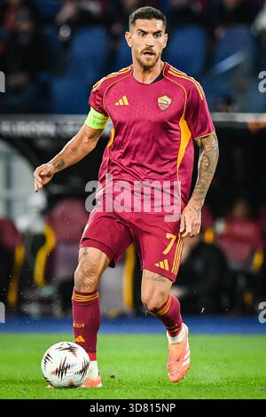 Rom, Italie. November 2025. Lorenzo PELLEGRINI von AS Roma während der UEFA Europa League, League-Phase, MD5, Fußballspiel zwischen AS Roma und FC Midtjylland am 27. November 2025 im Stadio Olimpico in Rom, Italien - Foto Massimo Insabato/Matthieu Mirville/DPPI Credit: DPPI Media/Alamy Live News Stockfoto
