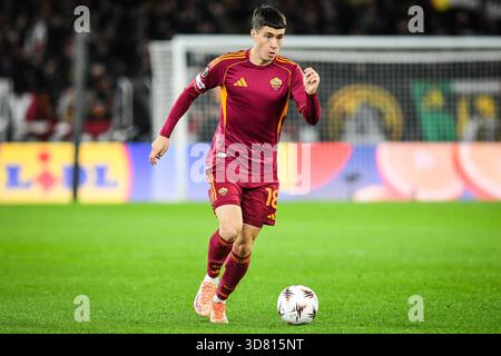 Rom, Italie. November 2025. Matias SOULE von AS Roma während der UEFA Europa League, League-Phase, MD5, Fußballspiel zwischen AS Roma und FC Midtjylland am 27. November 2025 im Stadio Olimpico in Rom, Italien - Foto Massimo Insabato/Matthieu Mirville/DPPI Credit: DPPI Media/Alamy Live News Stockfoto