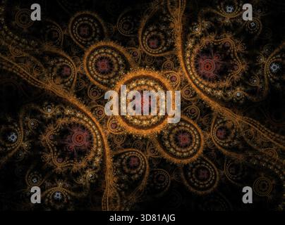 Abstraktes fraktales computergeneriertes Bild mit östlichem Ornament Stockfoto