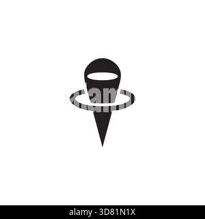 Ninja Pin Position schwarz einfacher Logo Vektor Stock Vektor