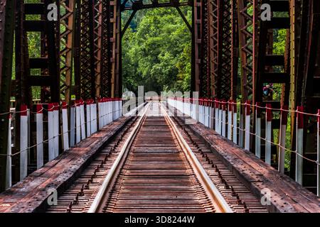 Chesapeake and Ohio Railway New River Bridge in Thurmond, West Virginia. Stockfoto
