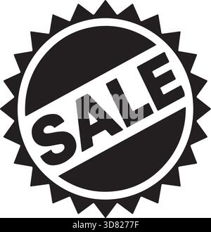 Schwarz-weiß SALE Starburst Abzeichen Simple Discount Symbol Stock Vektor