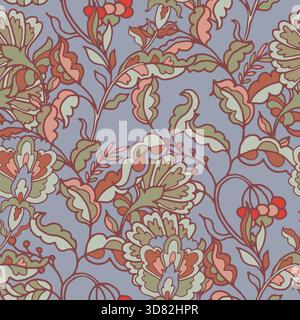 Pastellblaues Blumenmuster Mit Dekorativem Blumenmuster Stock Vektor