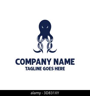 Einfaches Minimalistisches Symmetrisches Kraken Tintenfisch Tintenfisch Tentakel Symbol Illustration Logo Design Stock Vektor