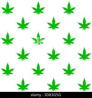 Nahtloses Muster der Cannabisblätter. Marihuana-Symbol, das Marihuana, Hanfkultur, Legalisierung, medizinische Verwendung repräsentiert. Ideal für Verpackungen und Hintergründe. Stock Vektor