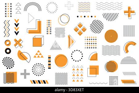 Geometrische Formen memphis Elementsatz Illustrationsvektordesign isoliert auf weißem Hintergrund Stock Vektor