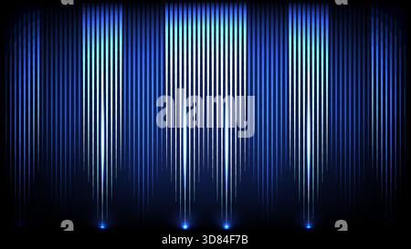 Leuchtend blaue und weiße vertikale Lichtstreifen bilden einen modernen futuristischen abstrakten Hintergrund, der für digitales Design geeignet ist Stock Vektor