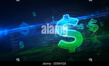 USD-Währung US-Geldsymbol. Abstraktes Konzept 3D-Symbol. Stockfoto