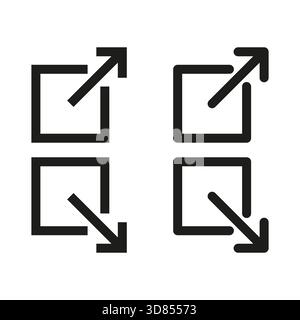 Symbolgruppe „Skalieren“. Symbol vergrößern Minimieren. Schnittstellenelement Vektor. Moderne Umrissfigur. EPS 10. Stock Vektor
