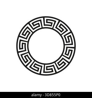 Griechische Mäander rund. Rahmen für Kreismuster. Alte Dekoration Vektor. Geometrische Rahmenform. EPS 10. Stock Vektor