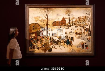 London, Großbritannien. November 2025. The Census at Bethlehem von Pieter Brueghel the Younger, schätzte £3.000.000 - 5.000.000 GBP Höhepunkte von seinem zweitwertvollsten Old Masters Sale in 13 Seasons in Sothebys, London. Darunter auch Gemälde aus dem 19. Jahrhundert. Der Verkauf findet am 3. Dezember statt. Credit: Mark Thomas/Alamy Live News Stockfoto