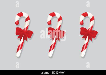 Traditionelle Weihnachtsbonbons Stock Set Red Ribbon Vektor Illustration. Stock Vektor