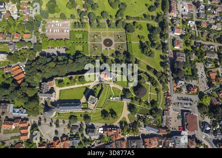 Schloss Bentheim, Pulverturm, Stadtübersicht, Schlosspark, Bad Bentheim, Niedersachsen, Deutschland, DE, Europa, Luftaufnahme, Vogelperspektive, Luftfotogr Stockfoto