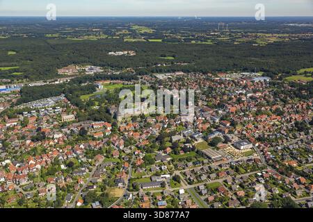Schloss Bentheim, Pulverturm, Stadtübersicht, Schlosspark, Bad Bentheim, Niedersachsen, Deutschland, DE, Europa, Luftaufnahme, Vogelperspektive, Luftfotogr Stockfoto