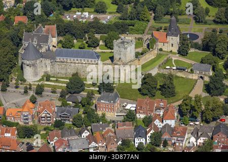 Schloss Bentheim, Pulverturm, Stadtübersicht, Schlosspark, Bad Bentheim, Niedersachsen, Deutschland, DE, Europa, Luftaufnahme, Vogelperspektive, Luftfotogr Stockfoto