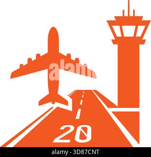 Flugzeug und Kontrollturm Stock Vektor