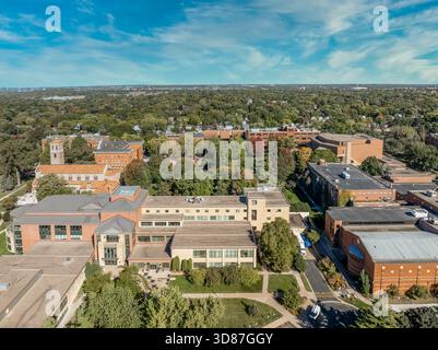 Aus der Vogelperspektive die Kapelle unserer Lieben Frau von Victory, die Bibliothek, Coeur de Catherine, das Frey-Theater an der St. Catherine University in Saint Paul, Minnesota Stockfoto