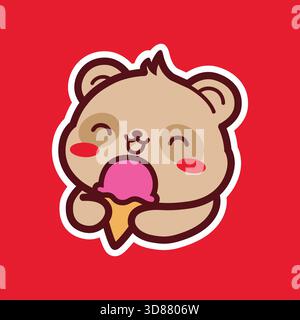 Eiscreme Maskottchen Vektor-Logo-Design in dicker Linie Stock Vektor