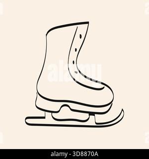 Eine einfache Kontur eines Schlittschuhs mit einer Klinge wird vor hellem Hintergrund angezeigt. Dieses Design fängt das Wesen des Wintersports und der SK ein Stock Vektor