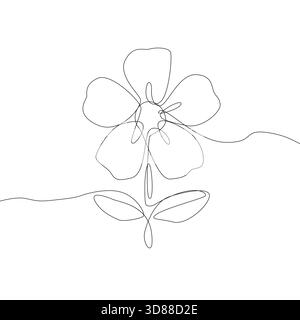 Illustration der Blumenblüte. Eine durchgehende Linienzeichnung. Minimalistisches Blumensymbol. Vektor Natur Kunst. Stock Vektor