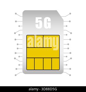 Mobile SIM-Karte. 5G-Netzwerktechnologie. Vektor-Telekommunikation Illustration. Digitales zelluläres Konzept. Stock Vektor