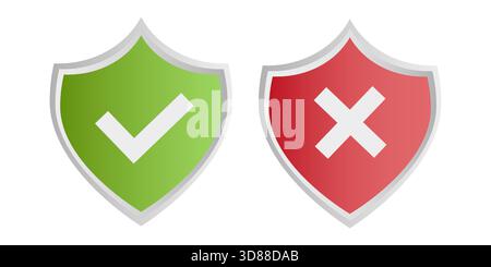 Sicherheitsschildsymbole. Schützen Sie Verteidigungssymbole. Häkchen Sie das Emblem. Vektorsicherheit. Stock Vektor