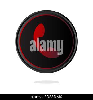 Symbol für Telefonanruf. Rotes Empfängersymbol. Wenden Sie sich an das Support-Emblem. Schaltfläche Vektorgrafik. Stock Vektor