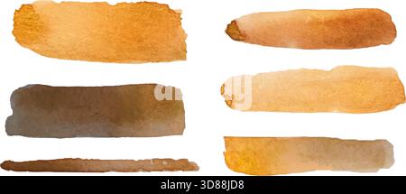 Dies ist eine wunderschöne Kollektion von braunen Farbmustern in Aquarellen, perfekt für verschiedene Design- und künstlerische Zwecke Stock Vektor