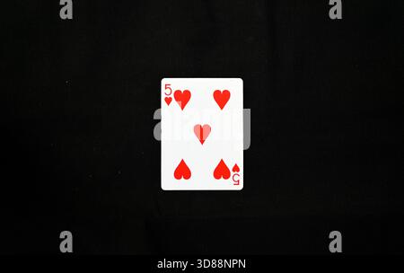 Vollständiger Satz Pokerkarten – fünf Herzen Stockfoto