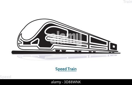 Modernes blaues Vektorsymbol für den Hochgeschwindigkeitszug. Stock Vektor