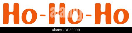 Kräftiger orangefarbener Text Ho-Ho-Ho, der den legendären Satz des Weihnachtsmanns repräsentiert. Vektorabbildung mit flachem Stil. Ideal für Feiertagstypografie, Aufkleber, saisonale Grüße, Weihnachtsüberschriften und festliche Aufkleber Stock Vektor