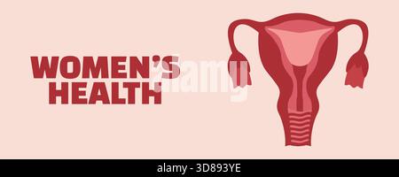 Frauengesundheit und gynäkologisches Konzept. Illustration der Gebärmutter und des weiblichen Fortpflanzungssystems für pädagogische, medizinische oder Bewusstseinszwecke Stock Vektor