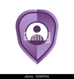 Symbol für Benutzerprofil. Violette Schildform. Symbol für persönliches Konto. Vektor-Privatsphäre-Avatar. EPS 10. Stock Vektor
