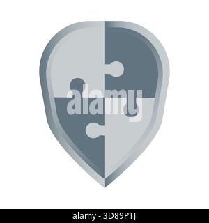 Puzzle-Schild-Symbol. Stichsägestücksymbol. Sicherheitslogik Vektor. Graue Verteidigung. EPS 10. Stock Vektor