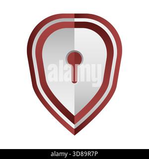 Symbol „Schutzabdeckung sperren“. Symbol für Schlüsselloch-Zugriff. Sichtschutz Vektor. Rote Sicherheit. EPS 10. Stock Vektor