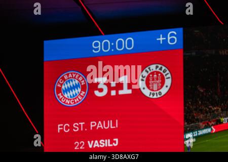 Bundesliga 12. Spieltag, FC Bayern München vs. ST. Pauli in der Allianz Arena München, Samstag 29.11.2025. Stockfoto