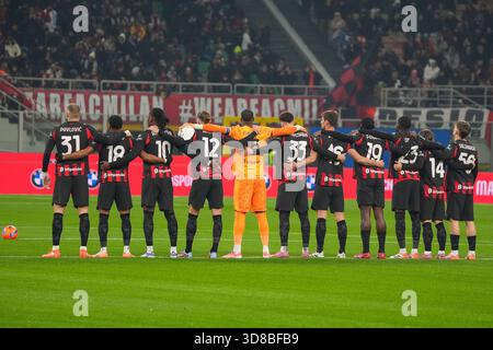 Mailand, Italie. November 2025. AC Mailand Team während des italienischen Meisterschaftsspiels Serie A zwischen AC Mailand und SS Lazio am 29. November 2025 im San Siro Stadion in Mailand, Italien - Foto Alessio Morgese/DPPI Credit: DPPI Media/Alamy Live News Stockfoto