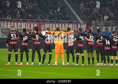 Mailand, Italie. November 2025. AC Mailand Team während des italienischen Meisterschaftsspiels Serie A zwischen AC Mailand und SS Lazio am 29. November 2025 im San Siro Stadion in Mailand, Italien - Foto Alessio Morgese/DPPI Credit: DPPI Media/Alamy Live News Stockfoto