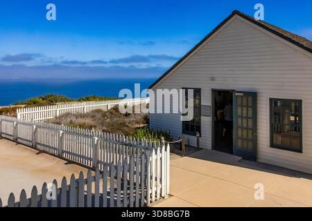 Blick auf die Bucht von San Diego vom Old Point Loma Lighthouse in Cabrillo National Monument, San Diego, Kalifornien, USA Stockfoto