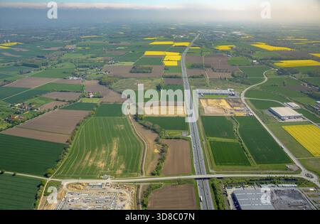 InlogPark Hamm an der Autobahn A2, Hamm, Ruhrgebiet, Nordrhein-Westfalen, Deutschland, DE, Europa, Luftaufnahme, Vogelperspektive, Luftaufnahme, aer Stockfoto