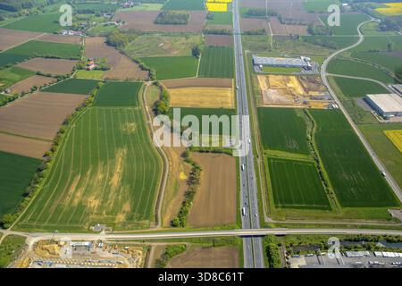 InlogPark Hamm an der Autobahn A2, Hamm, Ruhrgebiet, Nordrhein-Westfalen, Deutschland, DE, Europa, Luftaufnahme, Vogelperspektive, Luftaufnahme, aer Stockfoto