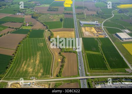 InlogPark Hamm an der Autobahn A2, Hamm, Ruhrgebiet, Nordrhein-Westfalen, Deutschland, DE, Europa, Luftaufnahme, Vogelperspektive, Luftaufnahme, aer Stockfoto
