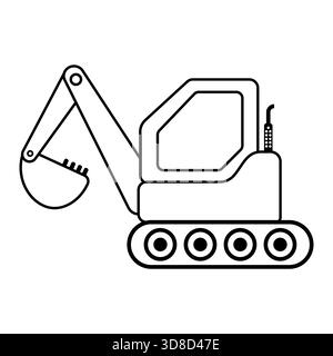Simple Line Art Bagger. Perfekt für Lehrmaterialien, Kinderbücher, Ausmalseiten, technische Projekte und Konstruktionen. Stock Vektor
