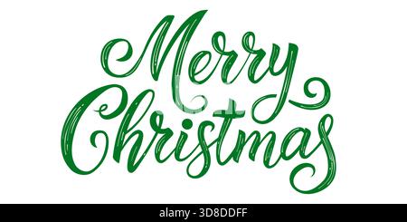 Eleganter „Merry Christmas“-Schriftzug. Festliche Festtagsgrußschrift, perfekt für Karten und Banner. Vektorabbildung Stock Vektor