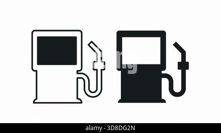 Symbolgruppe Der Gasstation. Vektorisolierte bearbeitbare abgewickelte Illustration Stock Vektor