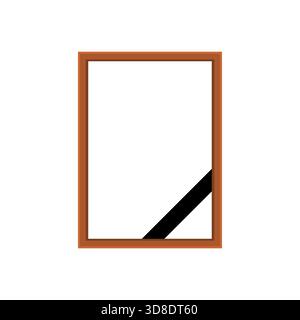 Leerer hölzerner Bilderrahmen mit schwarzem Trauerband. Einfache Vektor-Illustration, die Verlust, Tribut und Gedenkstätte symbolisiert. Ideal für Nachrufe oder sol Stock Vektor