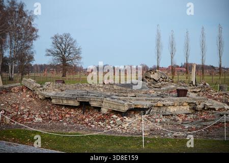 Polen, Auschwitz in der polnischen Stadt Oświęcim, Auschwitz IIBirkenau ein Konzentrationslager der Nazis, Gaskammern von den Deutschen zerstört Stockfoto